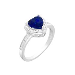 Rg2029-9 925 Sterling Silver Royal Blue Heart Engagement Promise Ring For Women - Size 9