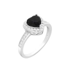 Rg2030-6 925 Sterling Silver Black Heart Engagement Promise Ring For Women - Size 6