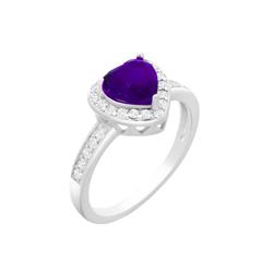 Rg2031-6 925 Sterling Silver Purple Heart Engagement Promise Rings For Women - Size 6
