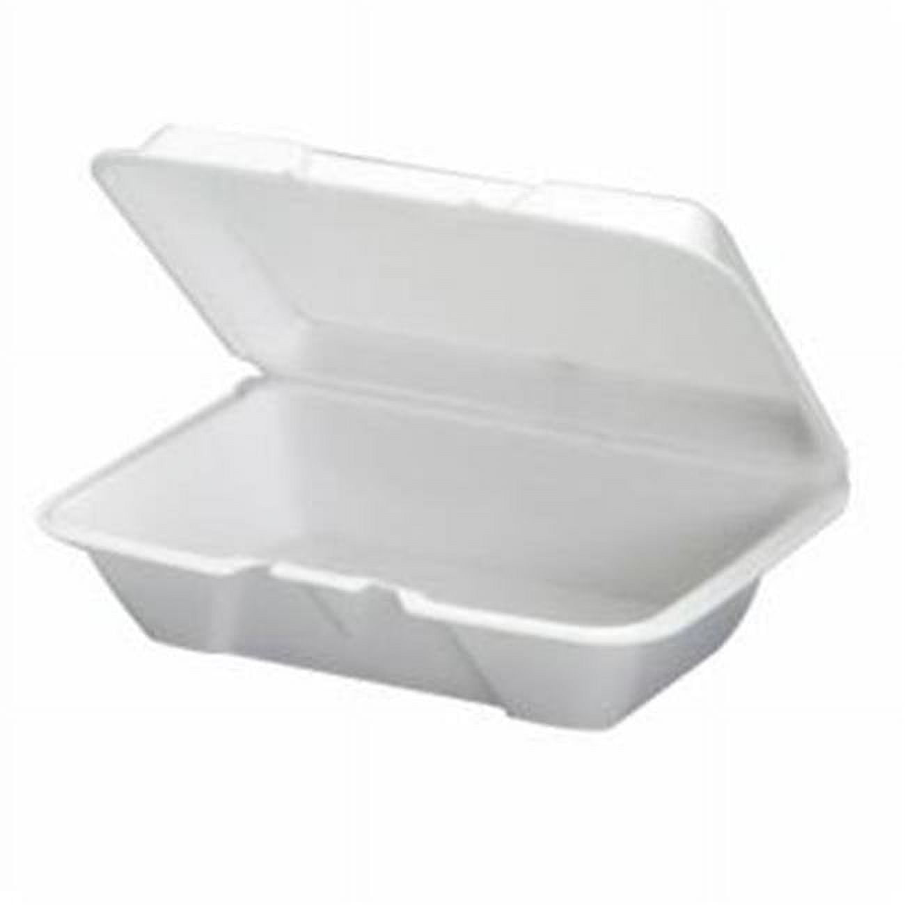 20500 Large 1 Compartment Hinged Foam Container, White - Case Of 200