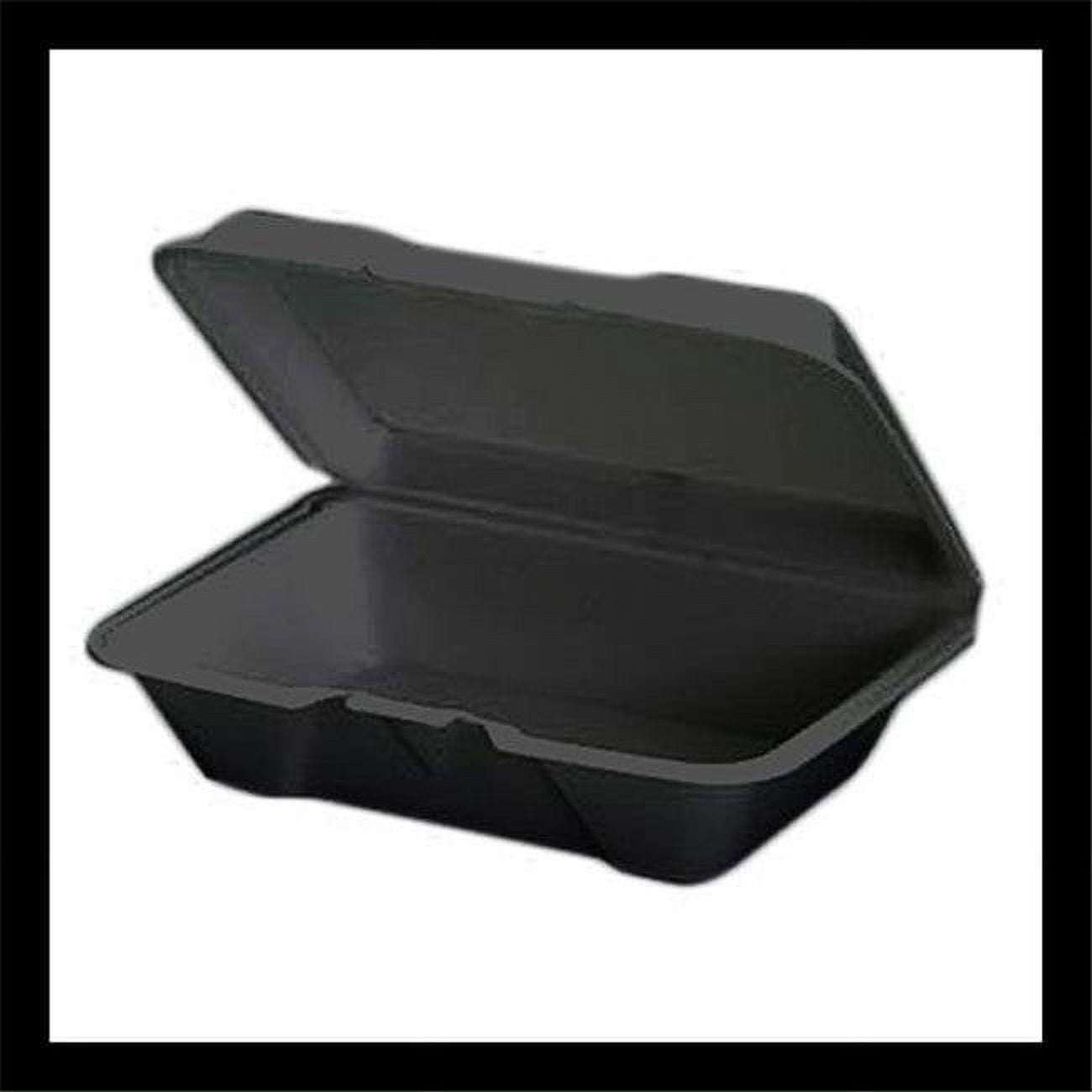 20500-3l 9 X 6 In. Large Hinged Foam Container, Black - Case Of 200