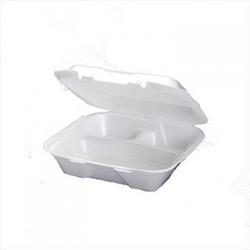 Sn203vw-h-01 3 Compartment Hinged Foam Container, White - Case Of 200