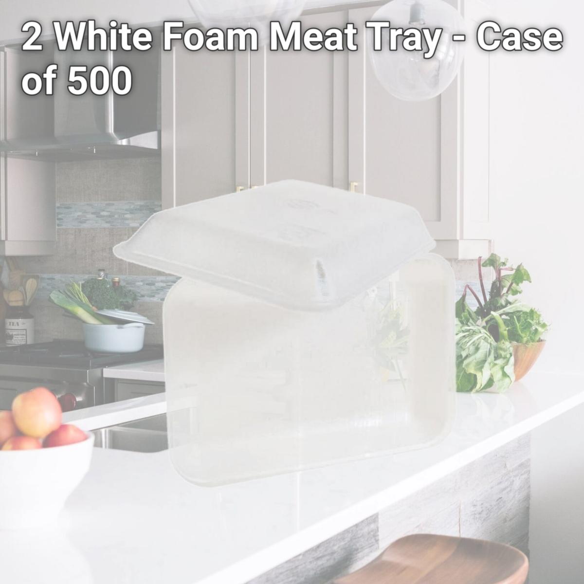 Picture of Dyne-A-Pak 2010020W00 2 White Foam Meat Tray - Case of 500