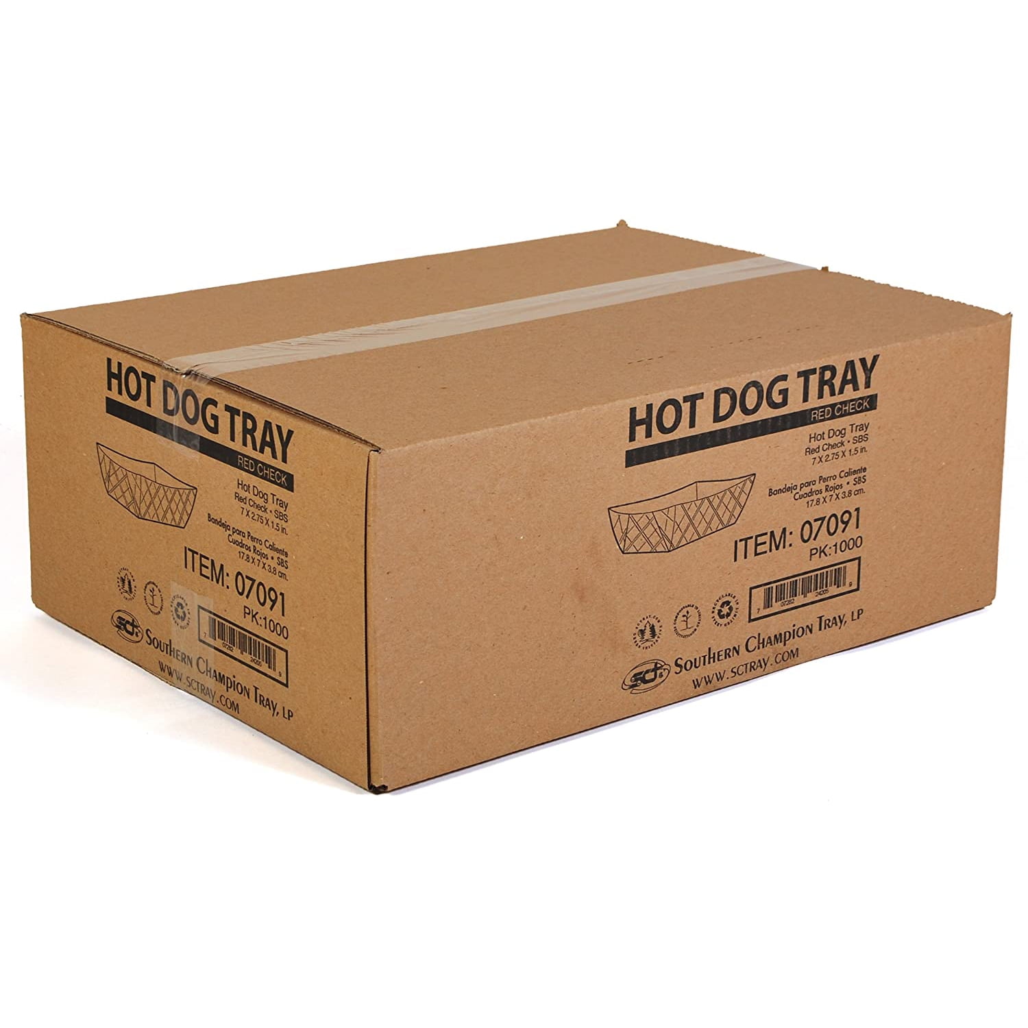 07091 Hot Dog Tray Nested Paper, Red Check - Case Of 1000