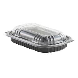 4401900 Half Rib Food Container, Black & Clear - Case Of 100