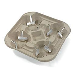 20972 8-22 Oz 4-cup Carrier With Molded Fiber Food Tray, Beige - Case Of 300