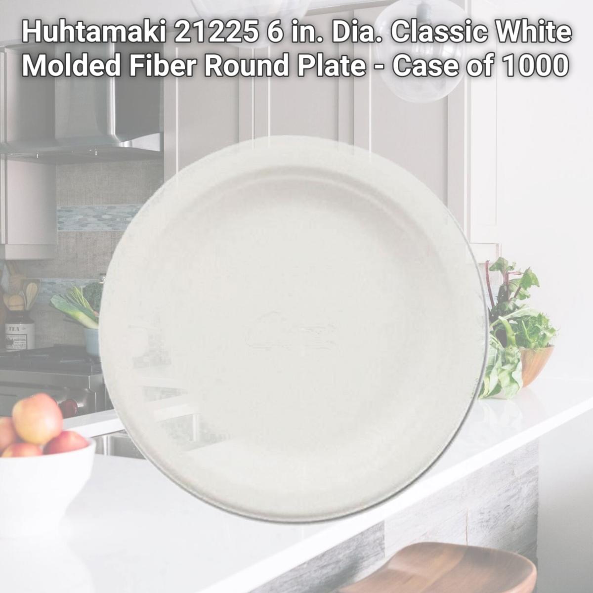 Picture of Huhtamaki 21225 6 in. Dia. Classic White Molded Fiber Round Plate - Case of 1000