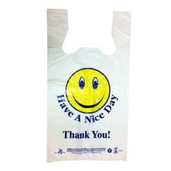 30003 10.5 X 6 X 17.5 In. Smiley Face Plastic Grocery Tote Bag, White - Case Of 230