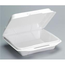 20010-v Cpc Large Foam Hinged Dinner Container, White - Case Of 200