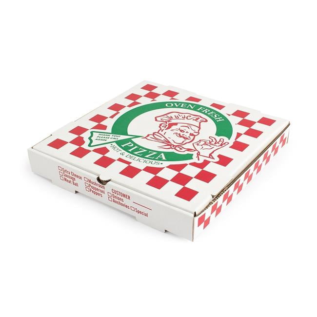 4915 Cpc 18 X 18 X 2 E-flute Pizzeria Design White Corrugated Pizza Box, Case Of 50