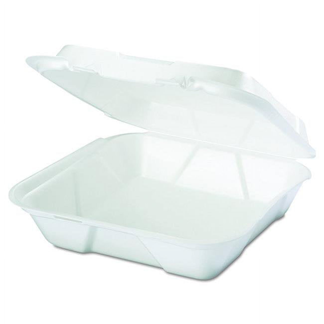 Sn200 Cpc 9 X 9 X 3 In. 1 Compartment Hinged Foam Tray-snaplock Container, White - Case Of 200