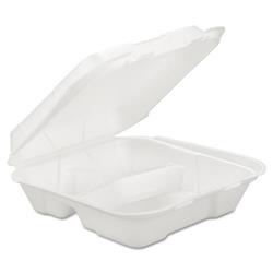 Sn203vw-h-01 Cpc 9.25 X 9.25 X 3 In. 3 Compartment Hinged Foam Container, White - Case Of 200