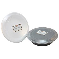 1258a-72 Pec 48 Oz Black & White Microwavable Round Container Combo - Case Of 60