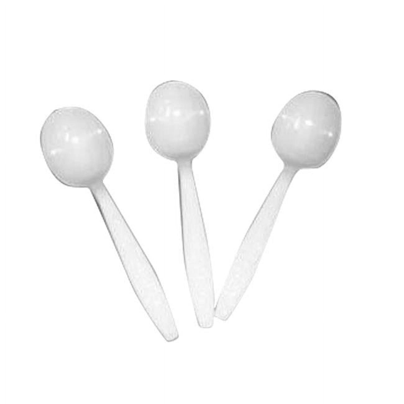 406020 Pec White Medweight Polypropylene Bulk Stainless Spoons - Pack Of 1000