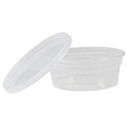 8 Oz Disposable Translucent Heavy Plastic Deli Container With Lid, Set Of 6