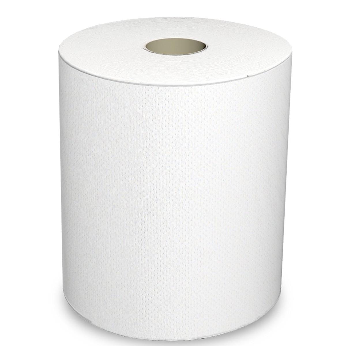 46530 Pec 8 In. X 600 Ft. White Hard Wound Roll Towels - Pack Of 6