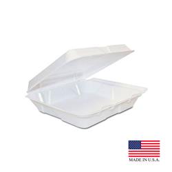80ht1r Pe White Large 1 Compartment Foam Hinged Container - Pack Of 200