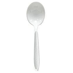 11924w Pe Heavy Weight Polypro Soup Spoon, White