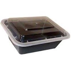 54tp 5 X 4 X 1.5 In. Plastic Container With Translucent Lid, 12 Oz - Black & 3 Per Set, Set Of 50