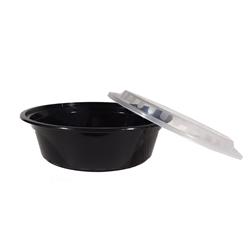 Bfb-3729 Pe 32 Oz 7 In. Round Container With Lid, Black