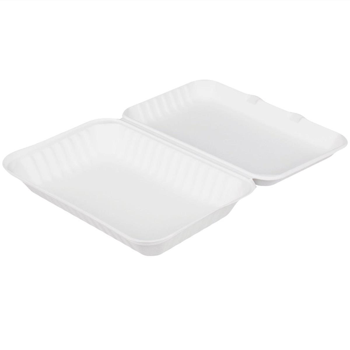 Tw-boo-011 Pe 9 X 9 X 3 In. Bagasse Evolution Hinged Container, White