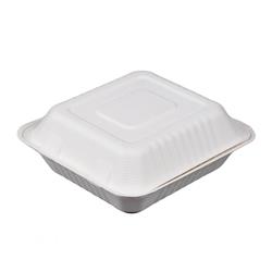 Tw-boo-010 Pe 8 X 8 X 3 In. Bagasse Evolution Hinged Container, White