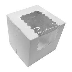 444w-126 Pe 4 X 4 X 4 In. Cupcake Window Box With Corner Lock, White