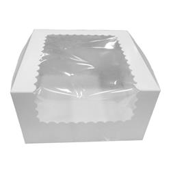 774w-126 Pe 7 X 7 X 4 In. Cupcake Window Box With Corner Lock, White