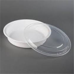 723dw1 7 In. Round Plastic Container With Translucent Lid, White - Set Of 50