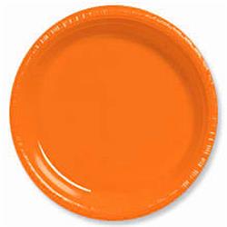 9664o 9 In. Heavy Duty Disposable Plastic Party Plates, Orange - Set Of 20