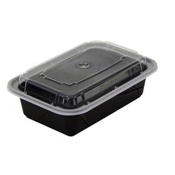 Nc838b Pec Black 24 Oz Rectangular Container With Clear Lid - Case Of 150