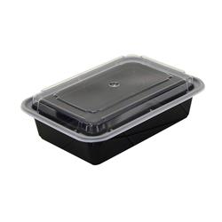 Nc888b Pec 38 Oz Black Rectangular Container With Clear Lid - Case Of 150