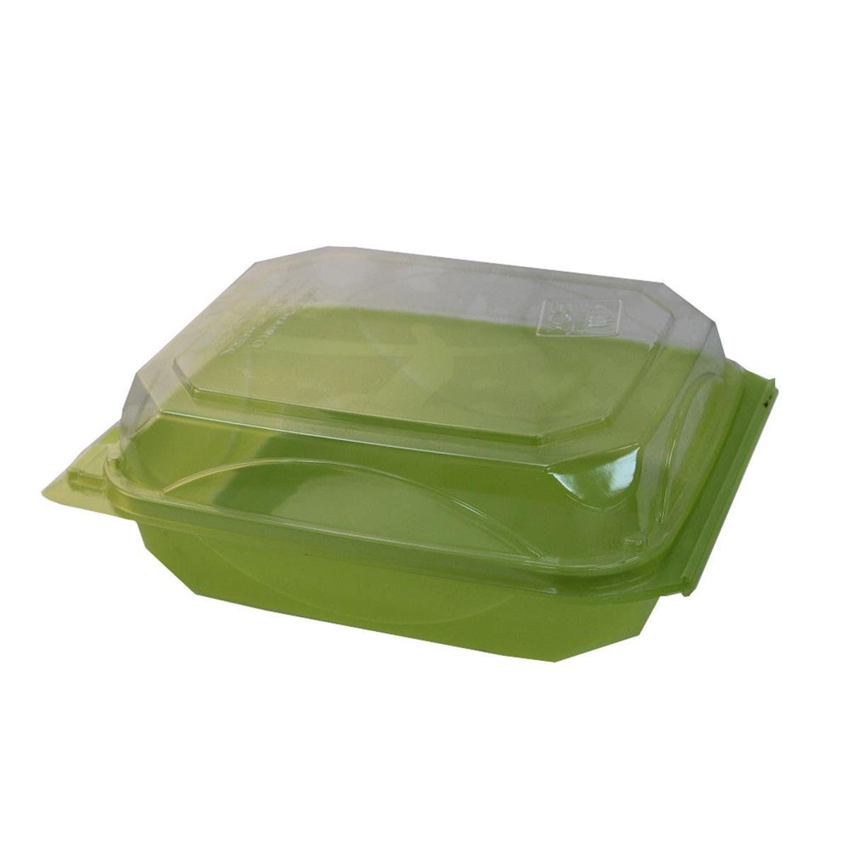 Cox-68-bb-lg Pe Hinged Container With Clear Lid, Lime Green - Case Of 250