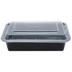 6 X 8.5 X 1.5 In. Black Plastic Container With Translucent Lid, Pack Of 50