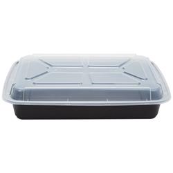 Nc989b Cpc 58 Oz Black Rectangular Container With Clear Lid, Case Of 150