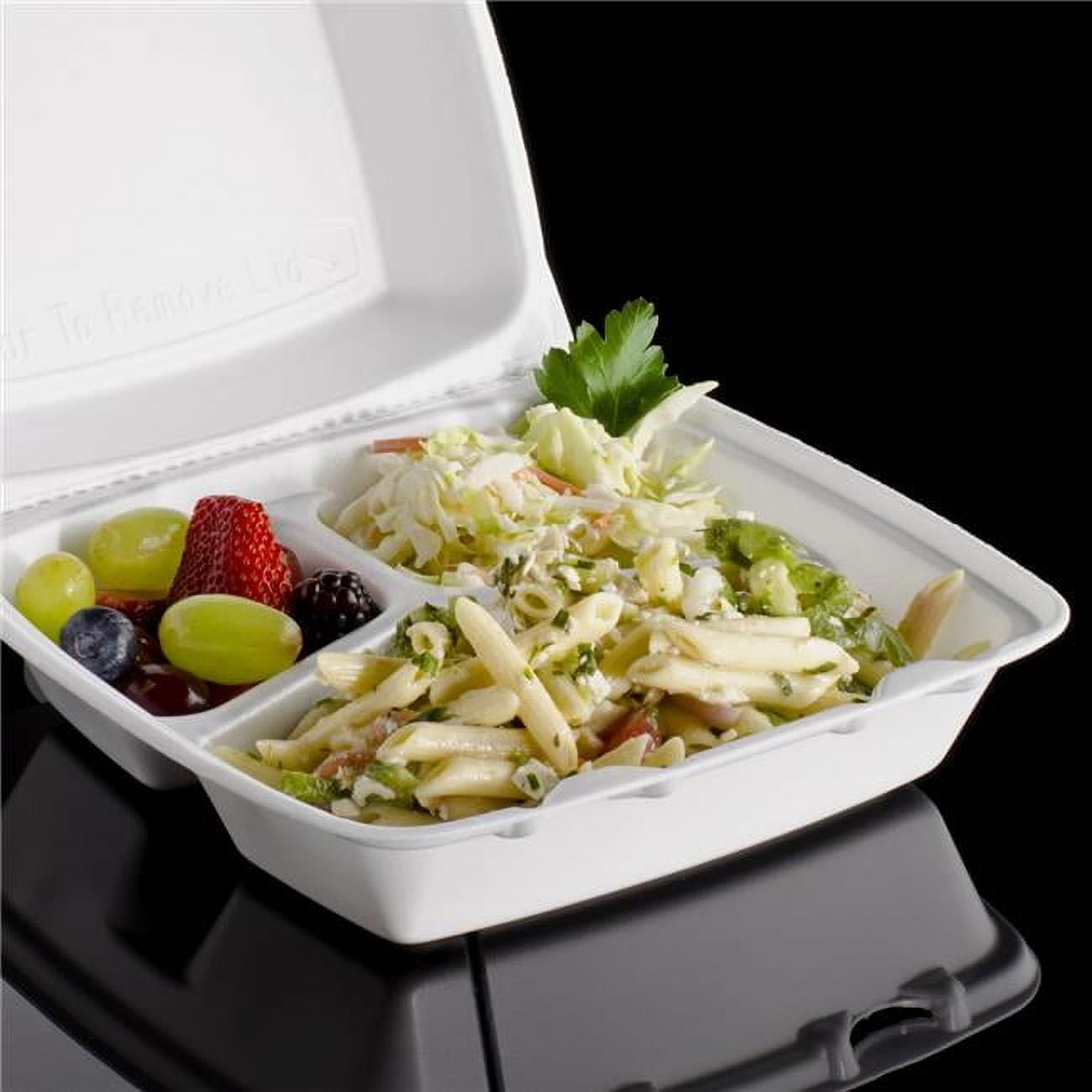 85ht3r Cpc 3-compartment Container White Removable Foam Lid - Medium, Case Of 200