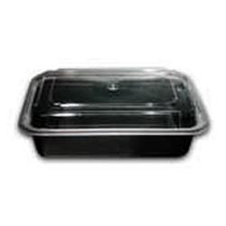 Nc888-b Cpc 38 Oz Rectangle Container With Lid - Black, Case Of 150