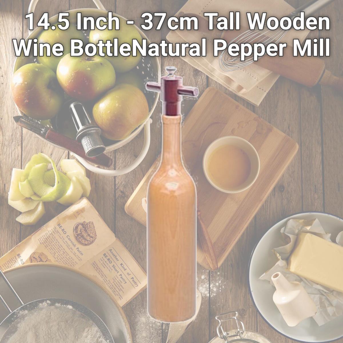 Picture of Chef Specialties 16005 14.5 Inch - 37cm Tall Wooden Wine BottleNatural Pepper Mill