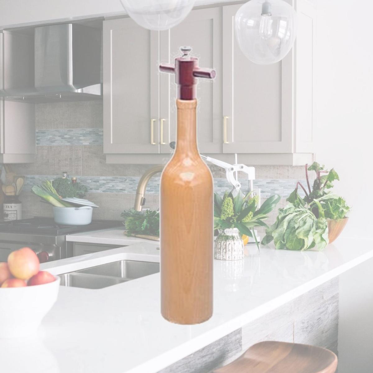 Picture of Chef Specialties 16005 14.5 Inch - 37cm Tall Wooden Wine BottleNatural Pepper Mill
