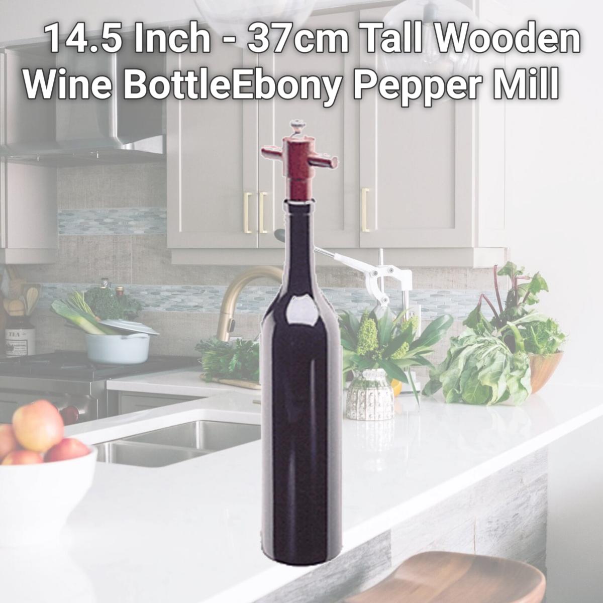 Picture of Chef Specialties 16006 14.5 Inch - 37cm Tall Wooden Wine BottleEbony Pepper Mill