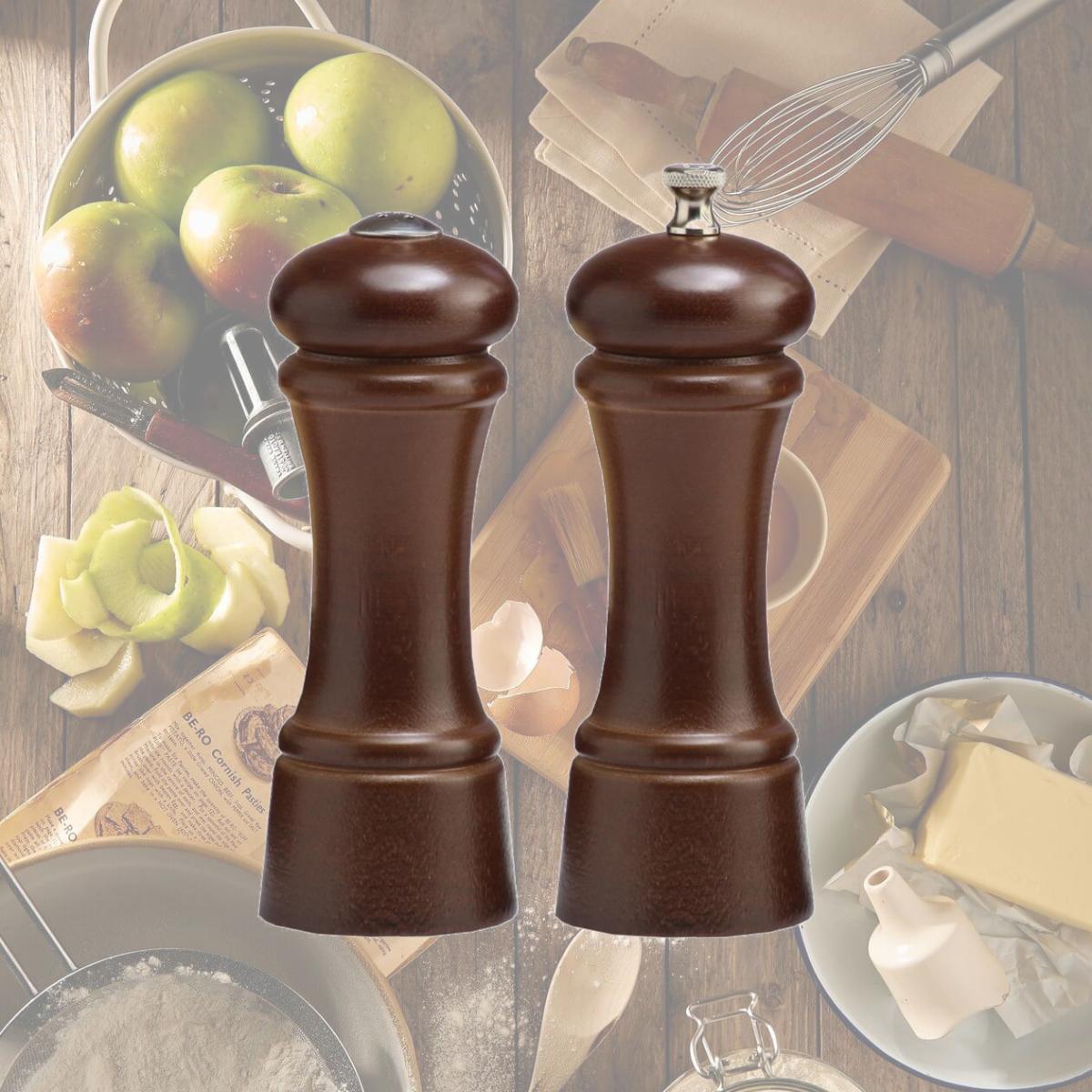 Picture of Chef Specialties 06100 6 Inch - 15cm EleganceWalnut Pepper Mill Salt Shaker Set
