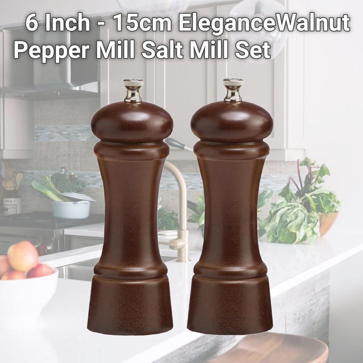 Picture of Chef Specialties 06102 6 Inch - 15cm EleganceWalnut Pepper Mill Salt Mill Set