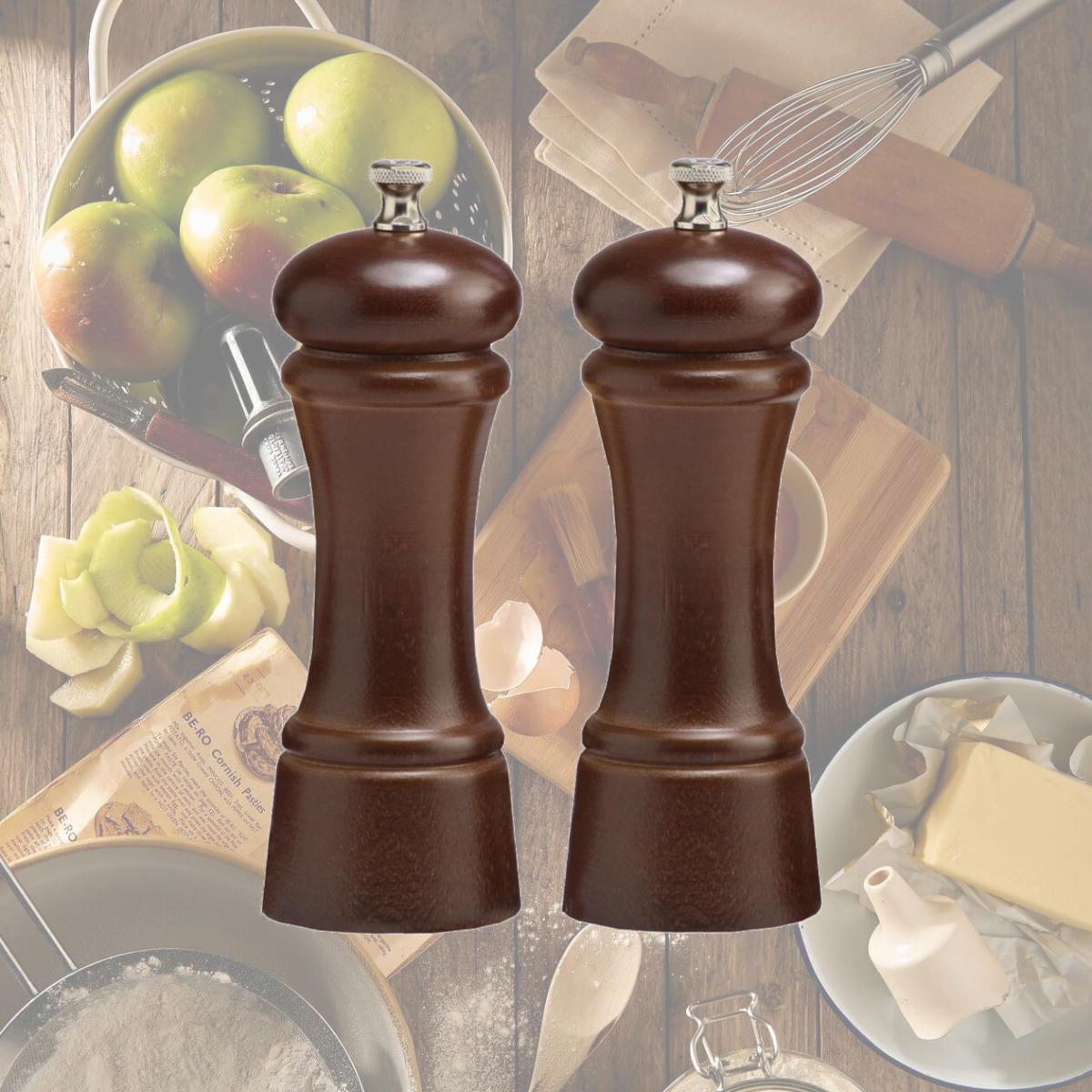 Picture of Chef Specialties 06102 6 Inch - 15cm EleganceWalnut Pepper Mill Salt Mill Set