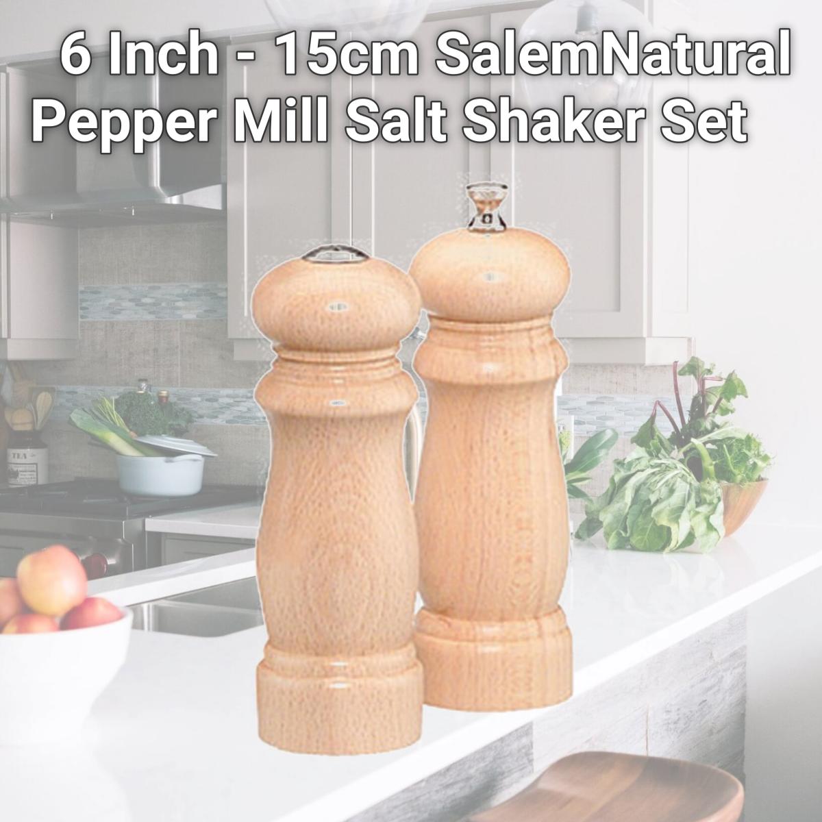 Picture of Chef Specialties 06200 6 Inch - 15cm SalemNatural Pepper Mill Salt Shaker Set