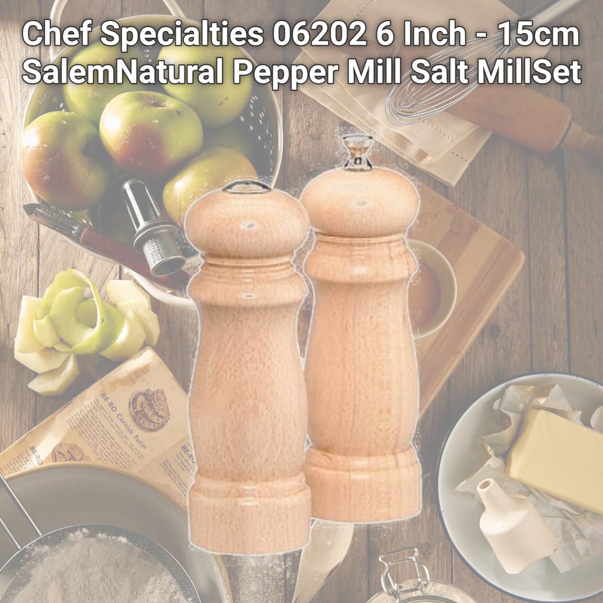 Picture of Chef Specialties 06202 6 Inch - 15cm SalemNatural Pepper Mill Salt MillSet