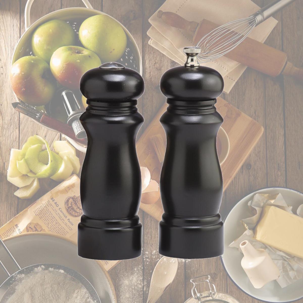 Picture of Chef Specialties 06301 6 Inch - 15cm SalemEbony Pepper Mill Salt Shaker Set