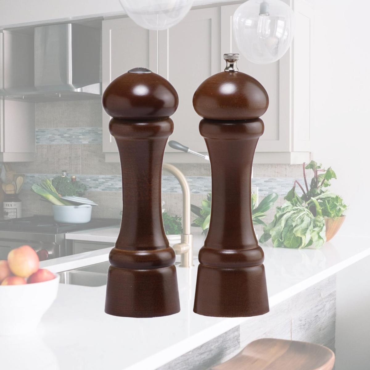 Picture of Chef Specialties 08100 8 Inch - 20cm WindsorWalnut Pepper Mill Salt Shaker Set