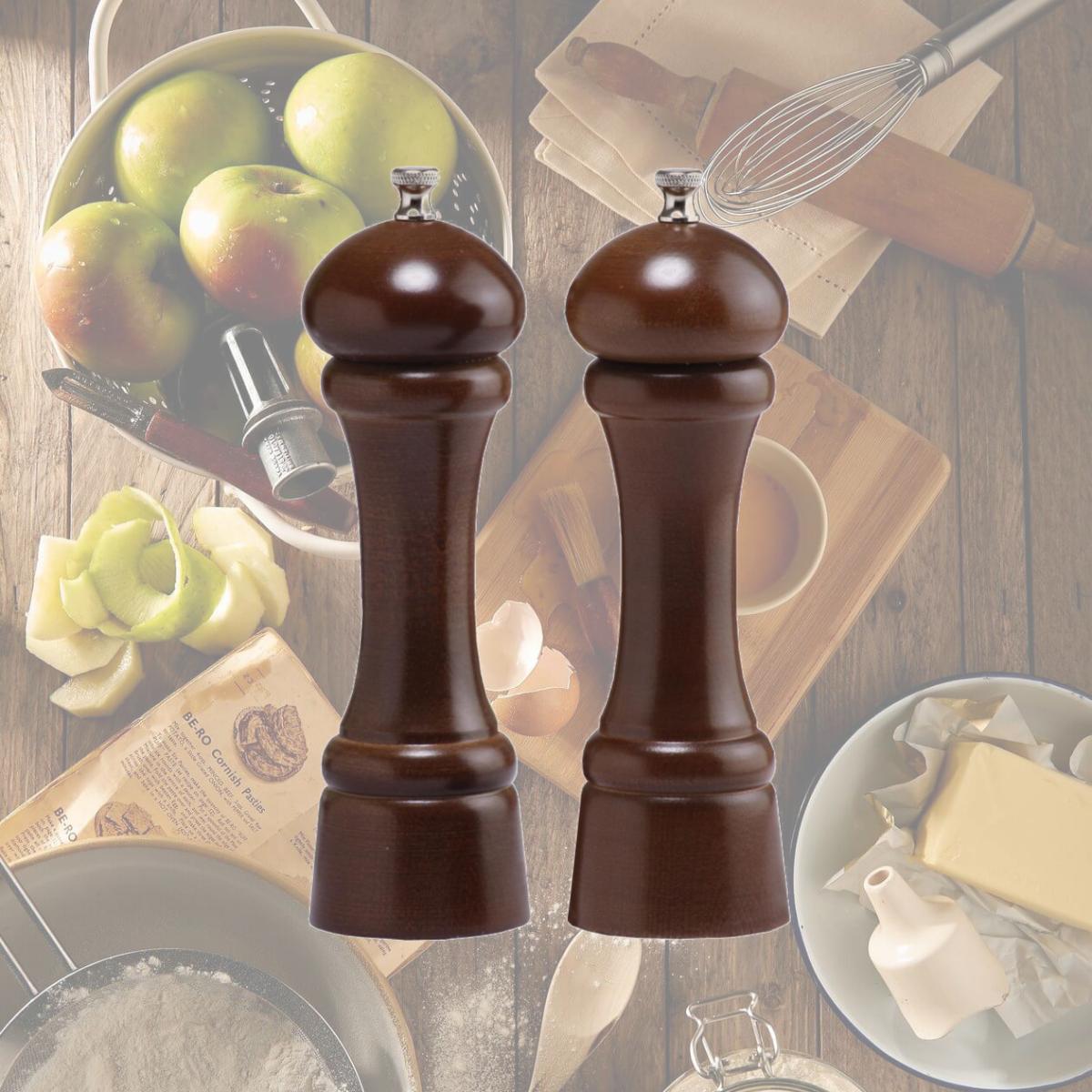 Picture of Chef Specialties 08102 8 Inch - 20cm WindsorWalnut Pepper Mill Salt Mill Set