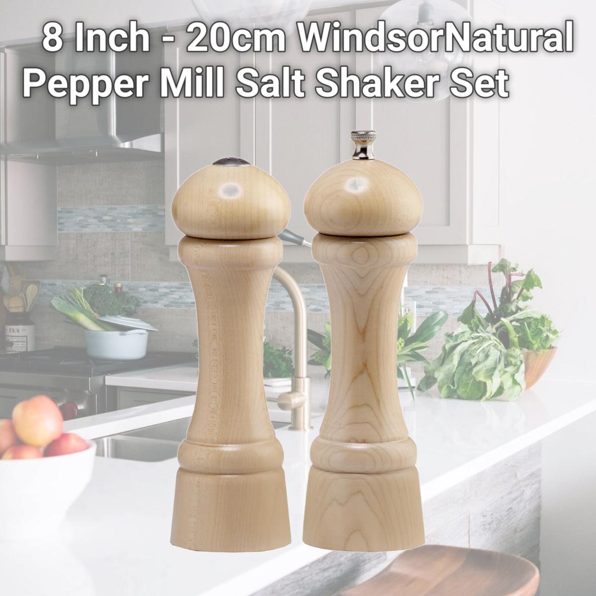 Picture of Chef Specialties 08200 8 Inch - 20cm WindsorNatural Pepper Mill Salt Shaker Set