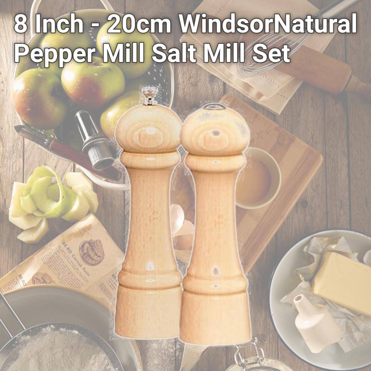 Picture of Chef Specialties 08202 8 Inch - 20cm WindsorNatural Pepper Mill Salt Mill Set